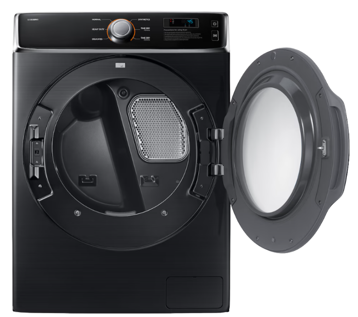 Open washer with the interior drum light on